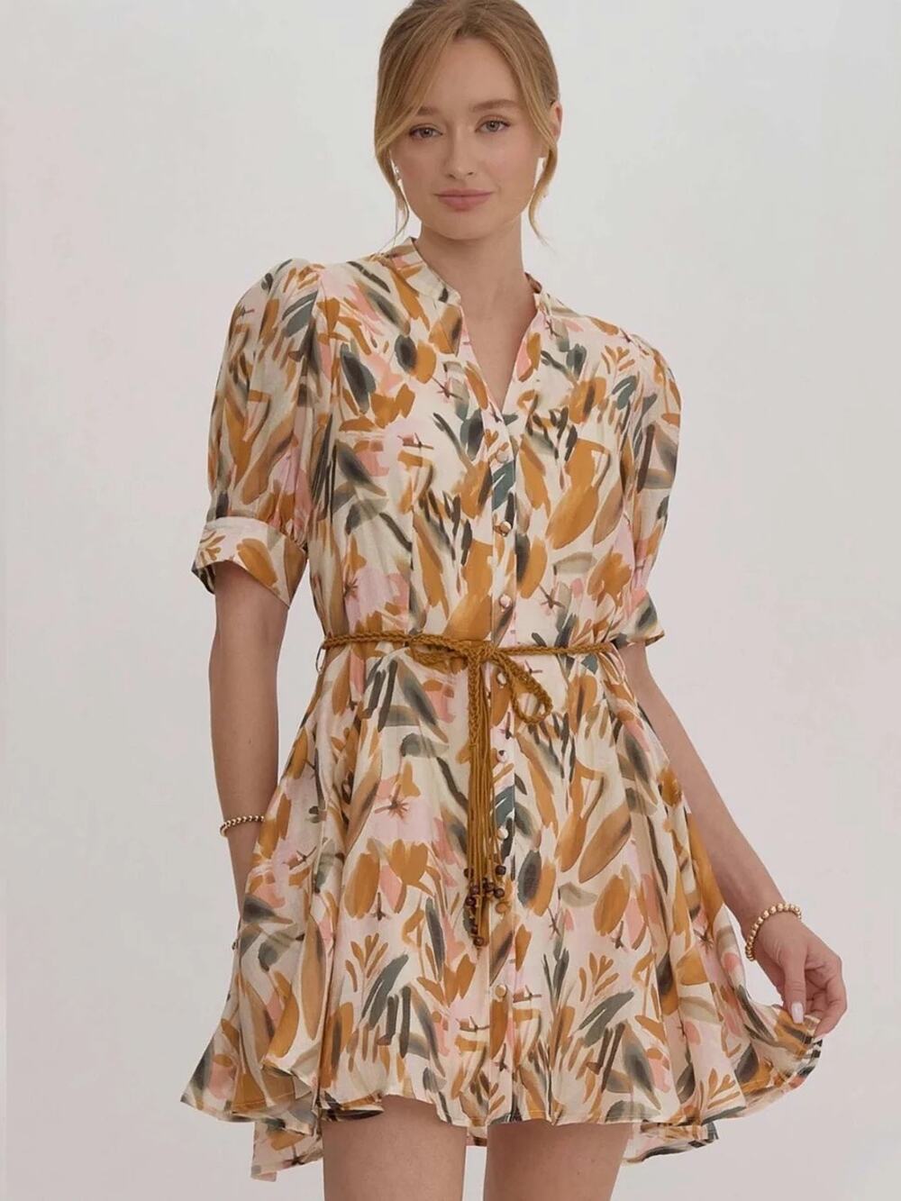 Entro flowy muted colors dress sz S